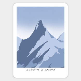 Stetind mountain with coordinates Sticker